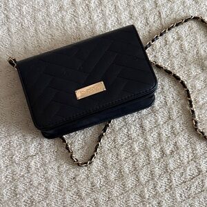 DKNY Quilted Black Crossbody Bag with Gold Accents